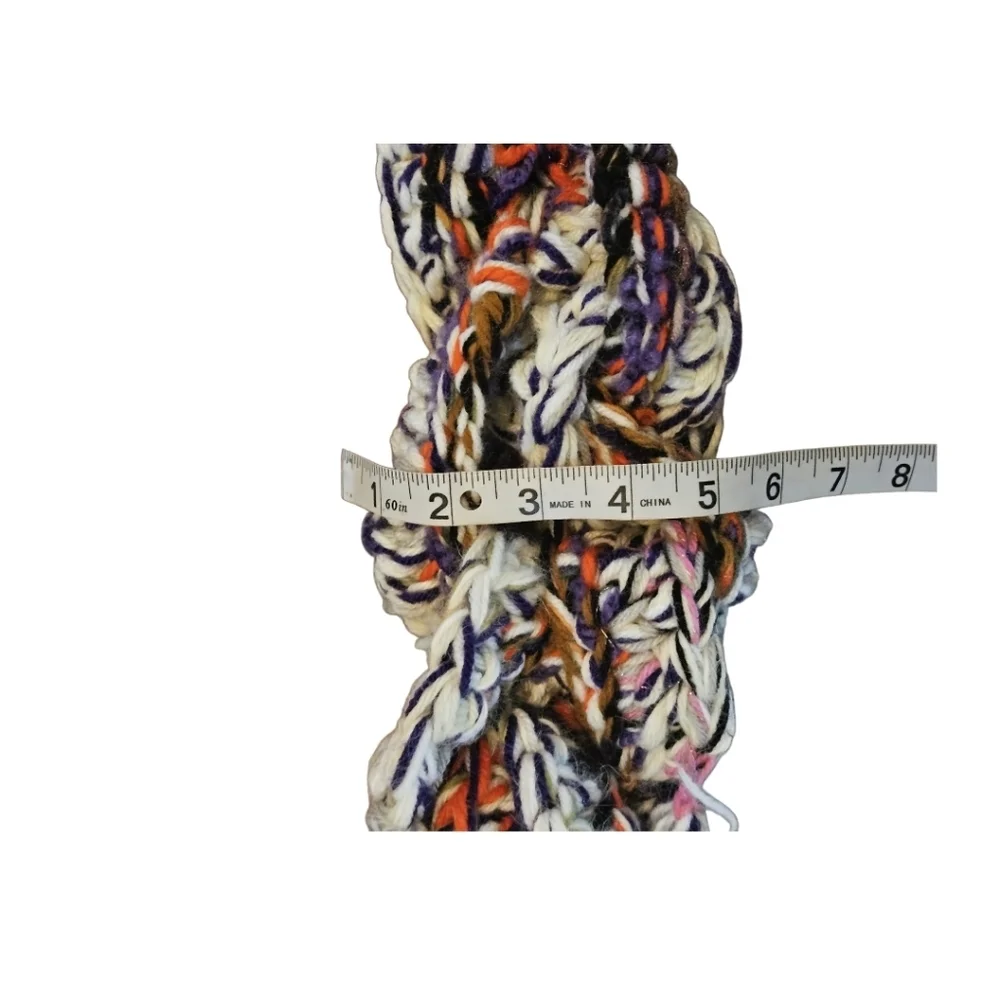 Hand Crafted Scarf Crochet Chunky knit multicolored Artisan  unique wearable art